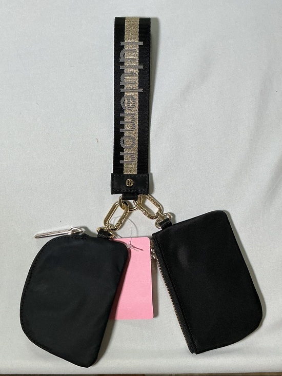 lululemon athletica Handbags - Lululemon Wristlet Pouch Set Black Logo Strap Wallet Keychain
